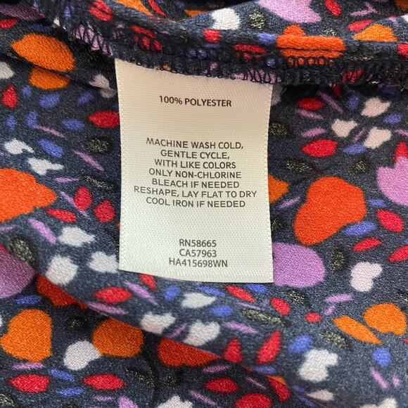 Halogen Size 2X Black Orange Purple Floral Blouse Long Sleeves - Picture 4 of 6